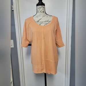 Sundance Women's Scoop Neck Oversized Top Cotton Bohemian Lagenlook Peach Med